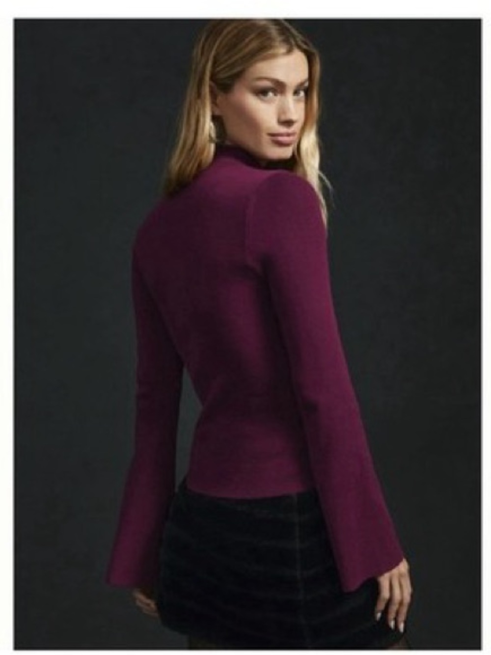 Anthropologie Plum Mock Neck Long-Sleeve Top